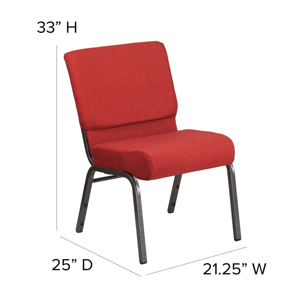 Crimson Fabric/Silver Vein Frame |#| 21inchW Stacking Church Chair in Crimson Fabric - Silver Vein Frame