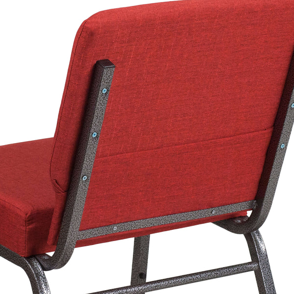 Crimson Fabric/Silver Vein Frame |#| 21inchW Stacking Church Chair in Crimson Fabric - Silver Vein Frame