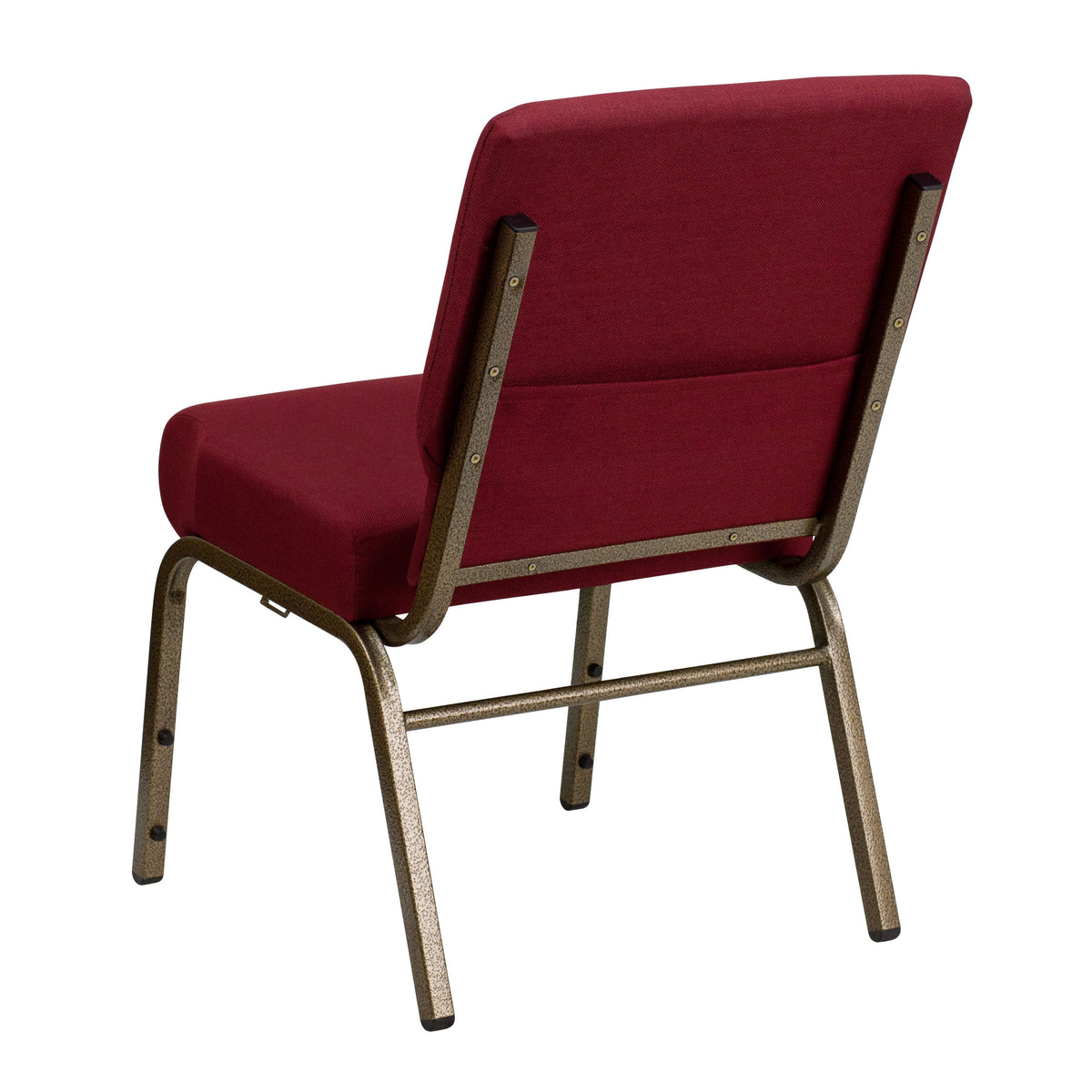 Burgundy Fabric/Gold Vein Frame |#| 21inchW Stacking Church Chair in Burgundy Fabric - Gold Vein Frame