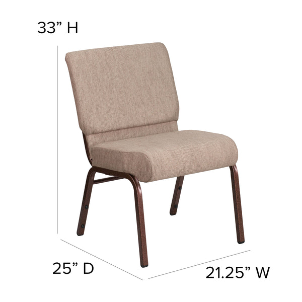 Beige Fabric/Copper Vein Frame |#| 21inchW Stacking Church Chair in Beige Fabric - Copper Vein Frame