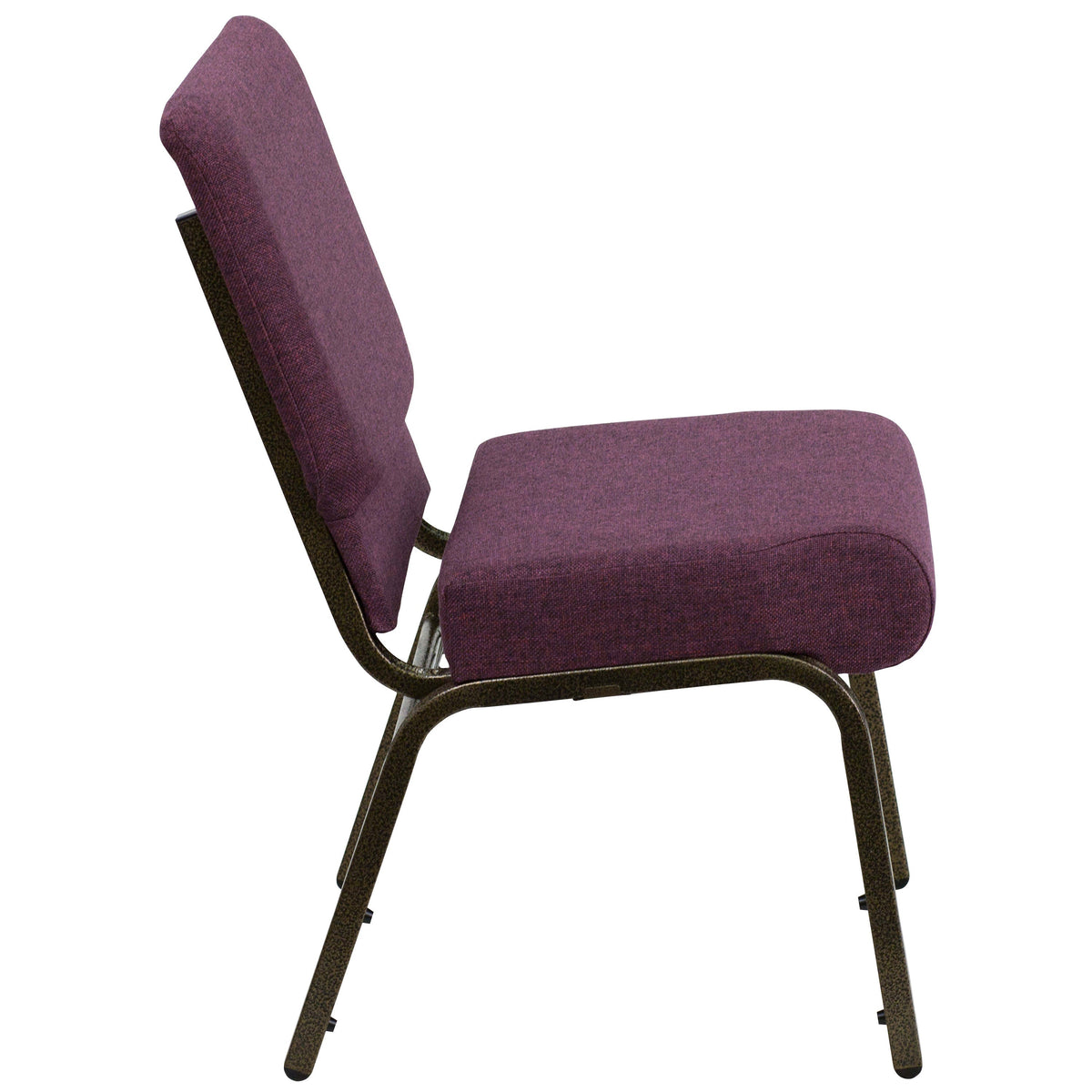 Plum Fabric/Gold Vein Frame |#| 21inchW Stacking Church Chair in Plum Fabric - Gold Vein Frame