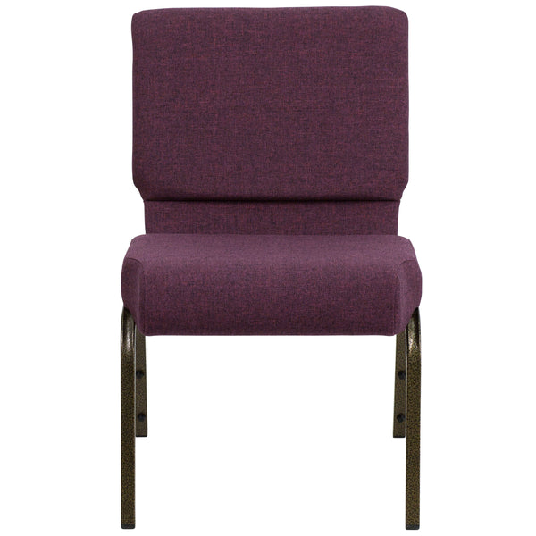 Plum Fabric/Gold Vein Frame |#| 21inchW Stacking Church Chair in Plum Fabric - Gold Vein Frame