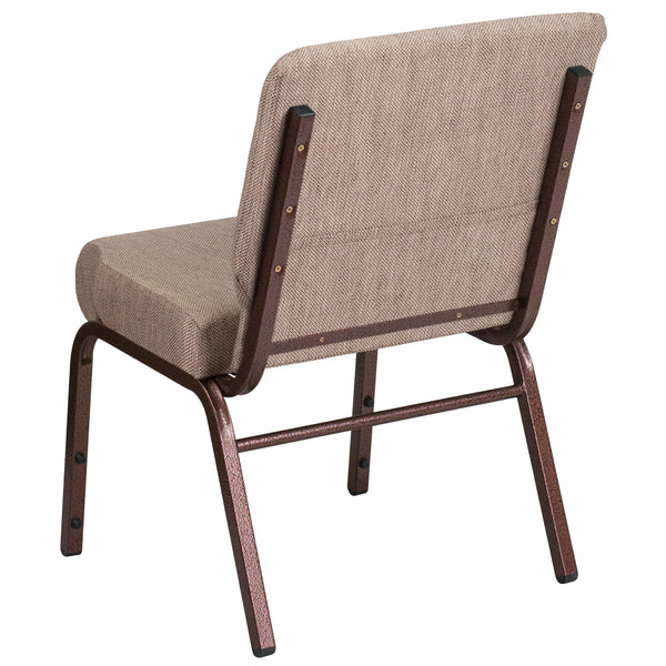 Beige Fabric/Copper Vein Frame |#| 21inchW Stacking Church Chair in Beige Fabric - Copper Vein Frame