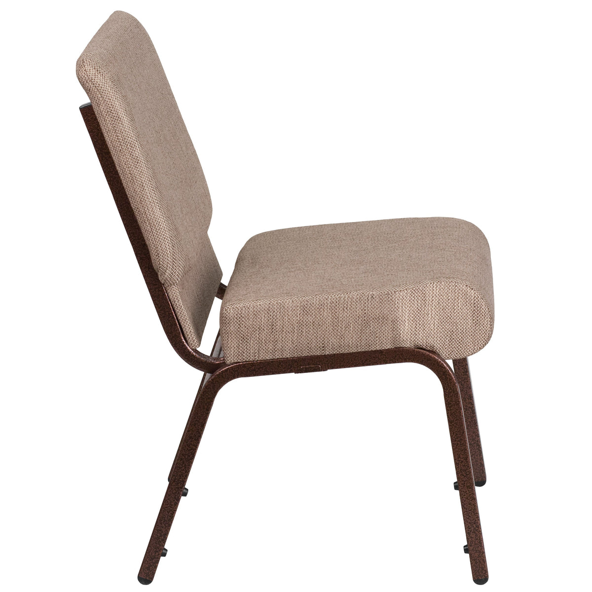 Beige Fabric/Copper Vein Frame |#| 21inchW Stacking Church Chair in Beige Fabric - Copper Vein Frame