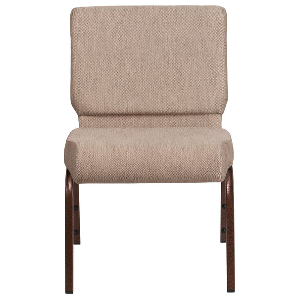 Beige Fabric/Copper Vein Frame |#| 21inchW Stacking Church Chair in Beige Fabric - Copper Vein Frame