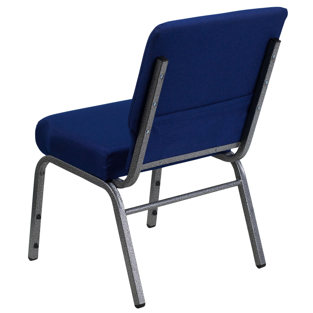 Navy Blue Fabric/Silver Vein Frame |#| 21inchW Stacking Church Chair in Navy Blue Fabric - Silver Vein Frame