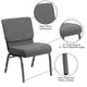 Gray Fabric/Silver Vein Frame |#| 21inchW Stacking Church Chair in Gray Fabric - Silver Vein Frame