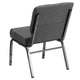 Gray Fabric/Silver Vein Frame |#| 21inchW Stacking Church Chair in Gray Fabric - Silver Vein Frame