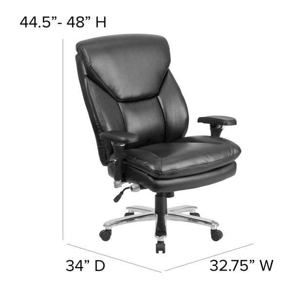 Black LeatherSoft |#| 24/7 Intensive Use Big & Tall 400 lb. Rated High Back Black LeatherSoft Chair