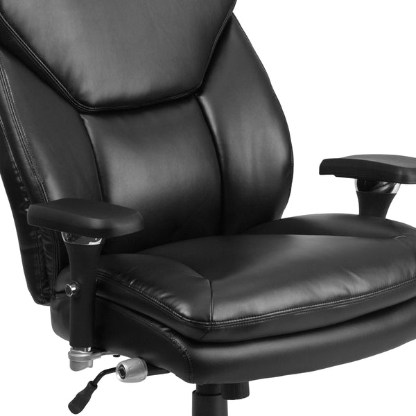 Black LeatherSoft |#| 24/7 Intensive Use Big & Tall 400 lb. Rated High Back Black LeatherSoft Chair