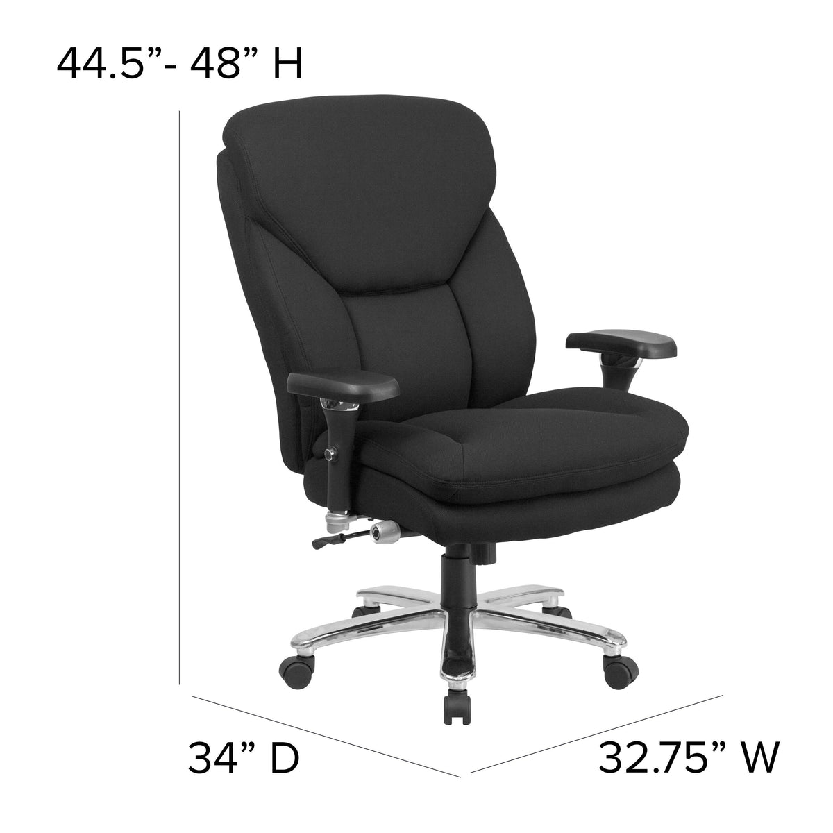 Black Fabric |#| 24/7 Intensive Use Big & Tall 400 lb. Rated High Back Black Fabric Chair