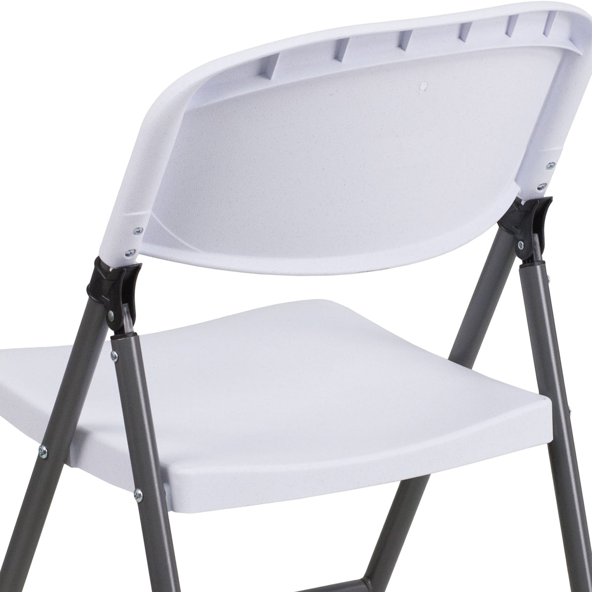 White |#| 330 lb. Capacity Granite White Plastic Folding Chair with Charcoal Frame