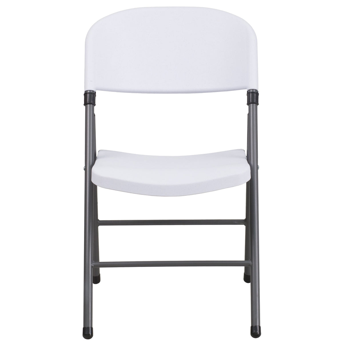 White |#| 330 lb. Capacity Granite White Plastic Folding Chair with Charcoal Frame