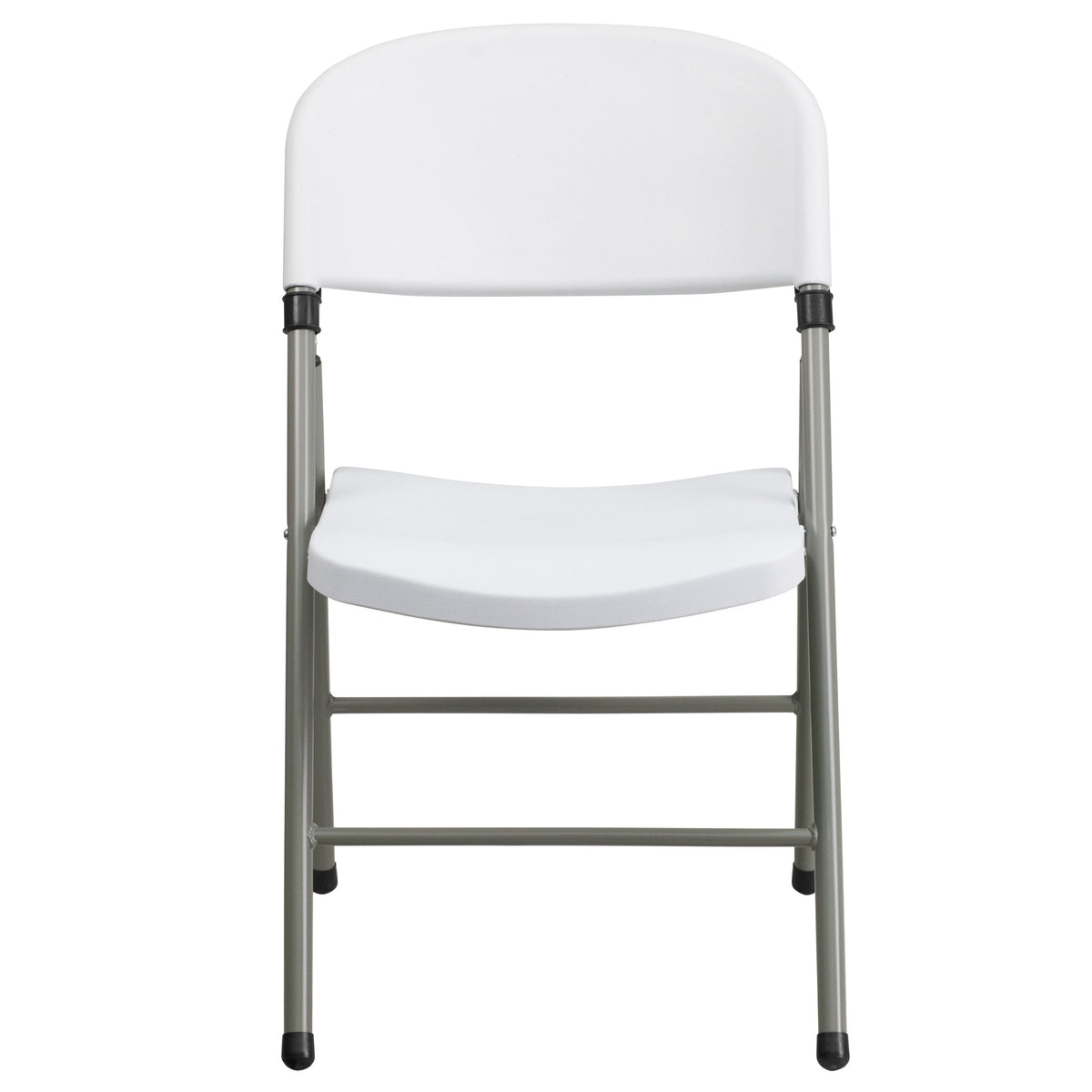 330 lb. Capacity White Plastic Folding Chair with Gray Frame - Event Chair