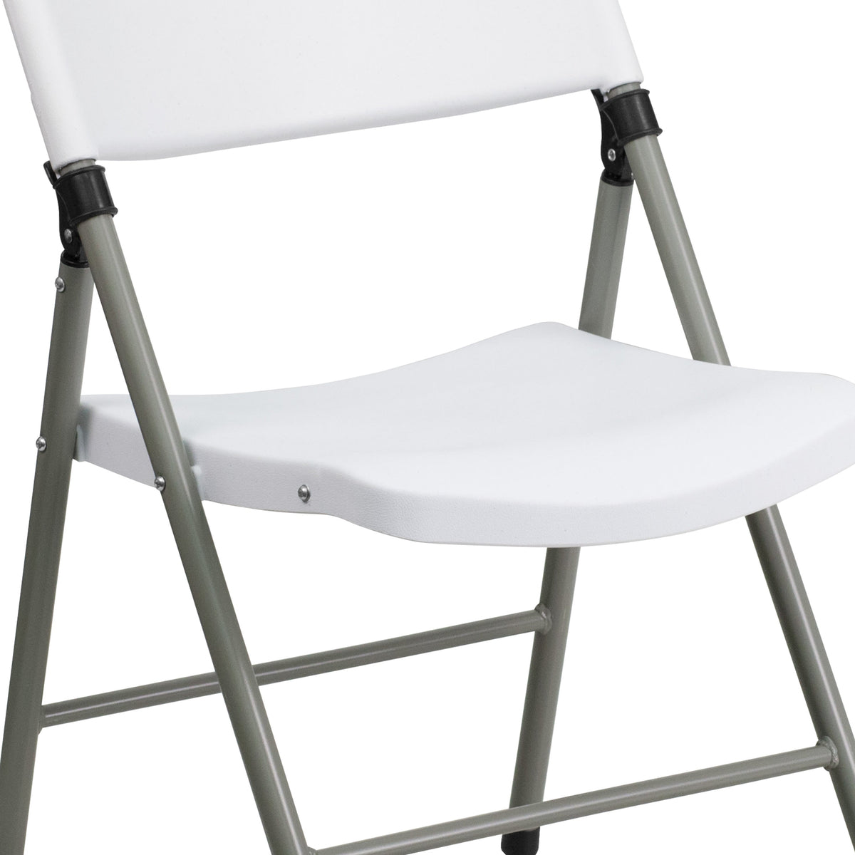 330 lb. Capacity White Plastic Folding Chair with Gray Frame - Event Chair