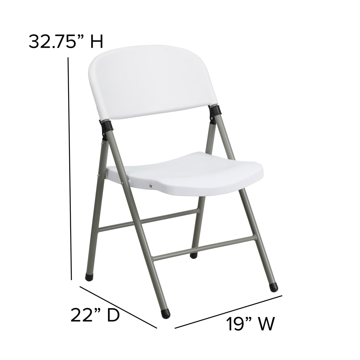 330 lb. Capacity White Plastic Folding Chair with Gray Frame - Event Chair