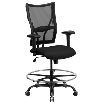 HERCULES Series 400 lb. Capacity Big & Tall Mesh Ergonomic Drafting Chair with Height Adjustable Arms