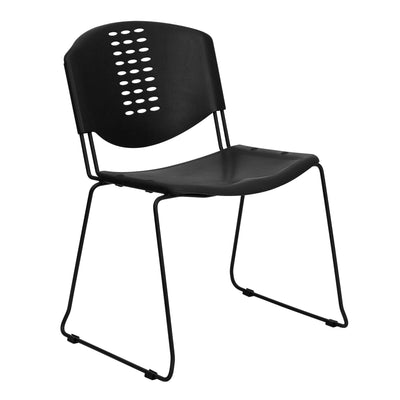 HERCULES Series 400 lb. Capacity Plastic Stack Chair with Black Frame