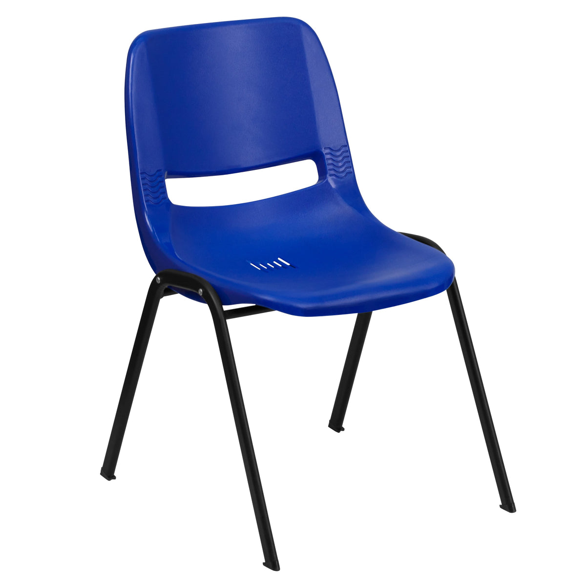 Navy Plastic/Black Frame |#| 440 lb. Rated Kid's Navy Ergonomic Shell Stack Chair-Black Frame-14inch Seat Height