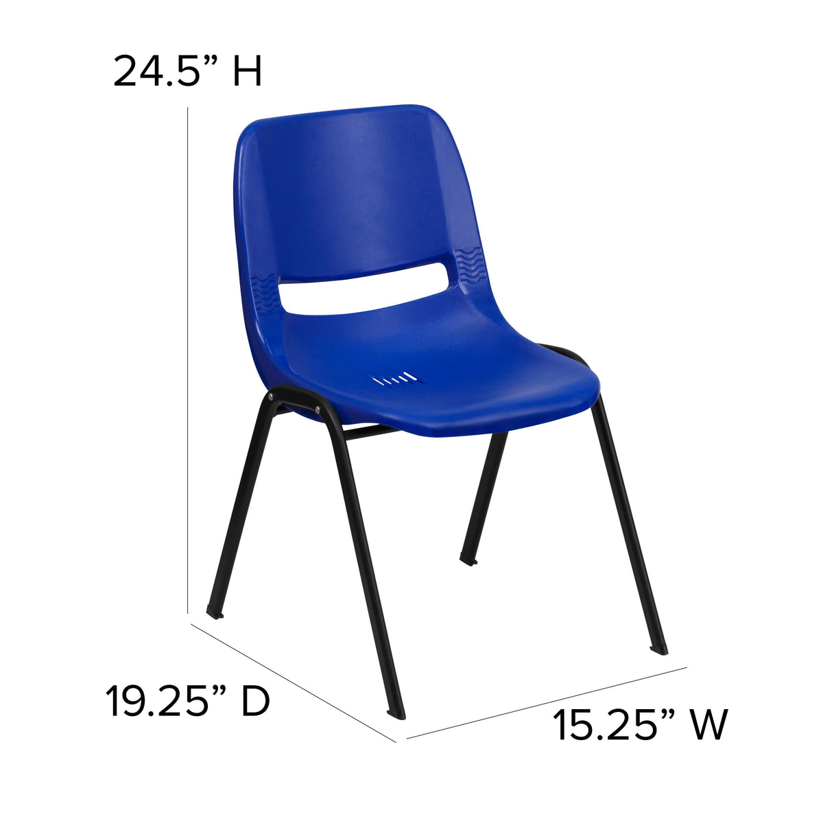 Navy Plastic/Black Frame |#| 440 lb. Rated Kid's Navy Ergonomic Shell Stack Chair-Black Frame-14inch Seat Height