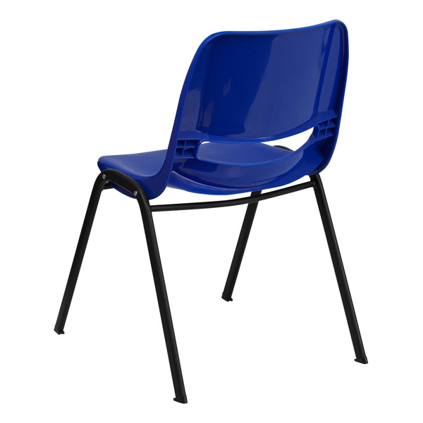 Navy Plastic/Black Frame |#| 440 lb. Rated Kid's Navy Ergonomic Shell Stack Chair-Black Frame-14inch Seat Height