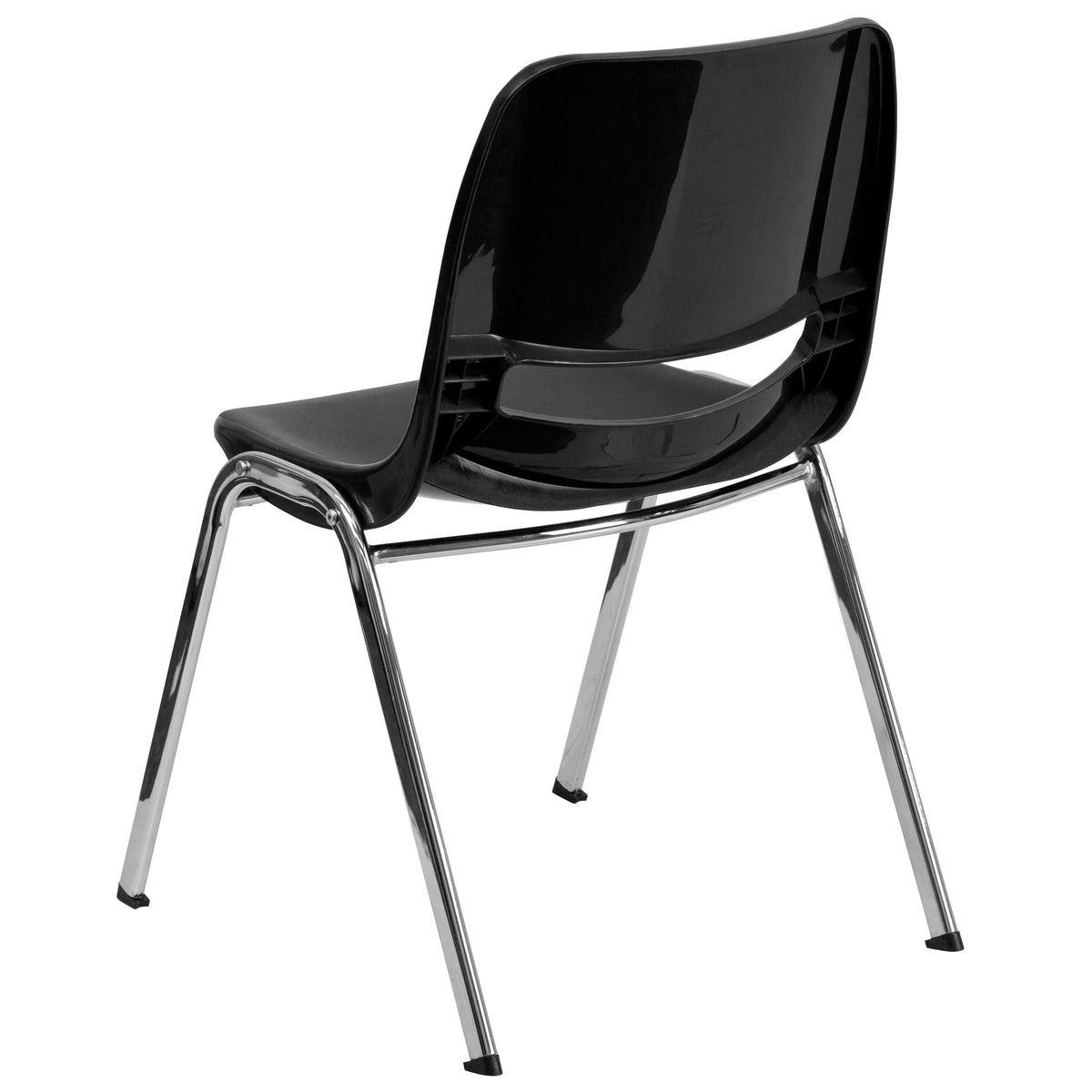 Black Plastic/Chrome Frame |#| 440 lb. Rated Kid's Black Ergonomic Stack Chair - Chrome Frame-14inch Seat Height