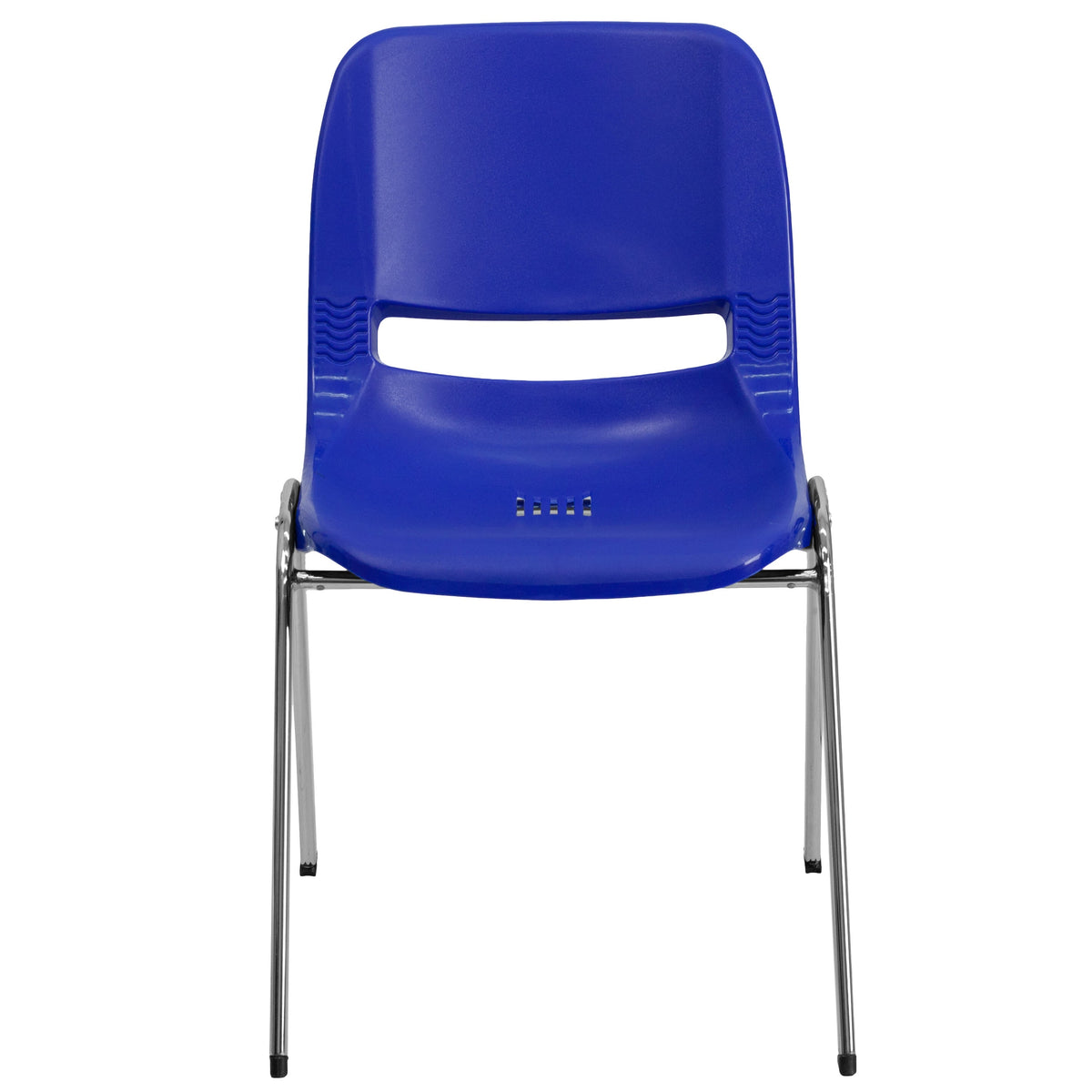 Navy Plastic/Chrome Frame |#| 440 lb. Rated Kid's Navy Contour Shell Stack Chair-Chrome Frame-14inch Seat Height