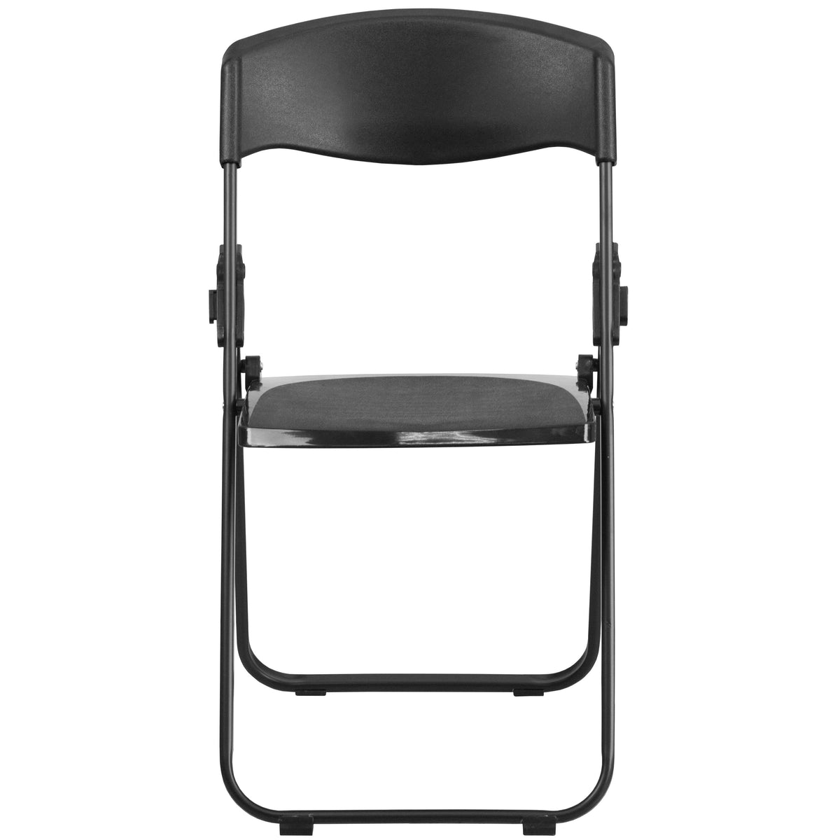 Black |#| 500 lb. Capacity Heavy Duty Black Folding Chair with Built-in Ganging Brackets