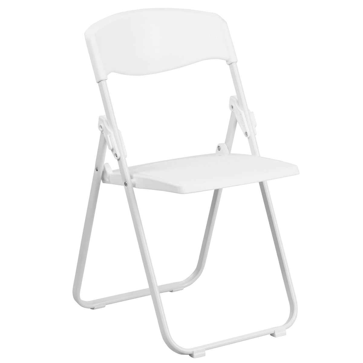 White |#| 500 lb. Capacity Heavy Duty White Folding Chair with Built-in Ganging Brackets