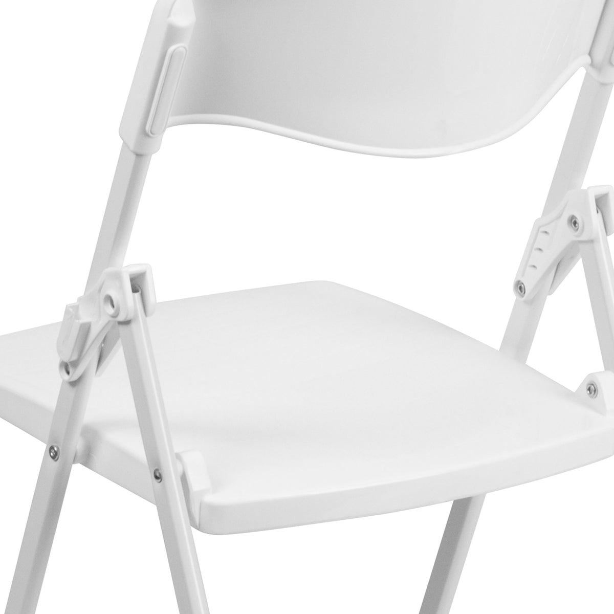 White |#| 500 lb. Capacity Heavy Duty White Folding Chair with Built-in Ganging Brackets