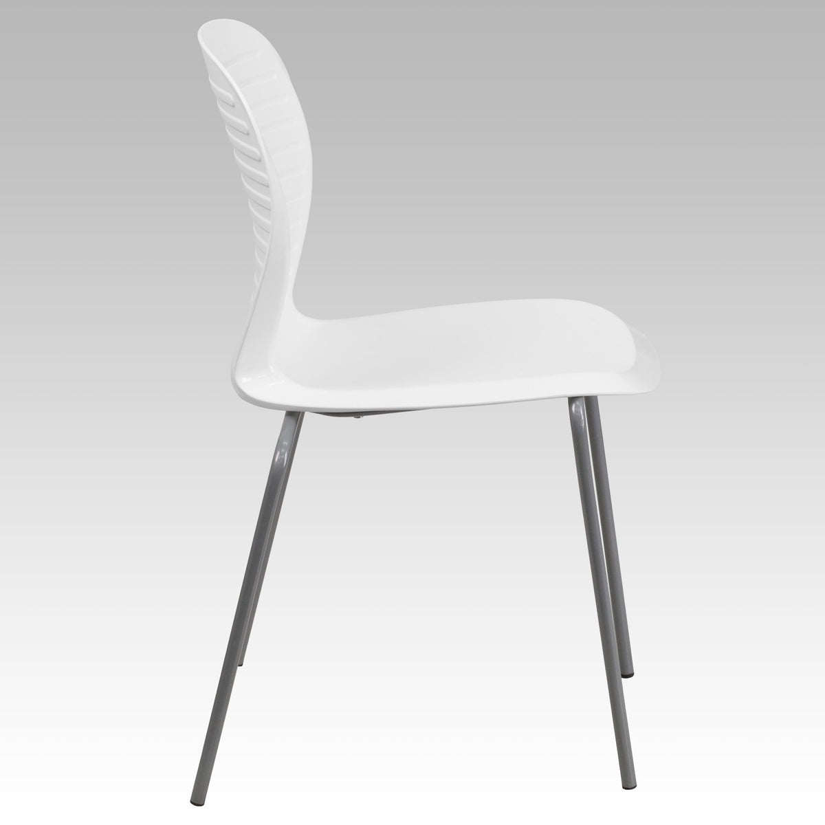 White |#| 551 lb. Capacity Contemporary White Ribbed Back Design Stack Chair