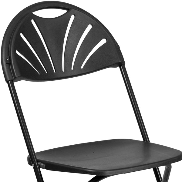 Black |#| 650 lb. Capacity Black Plastic Fan Back Folding Chair-Commercial & Event Chairs