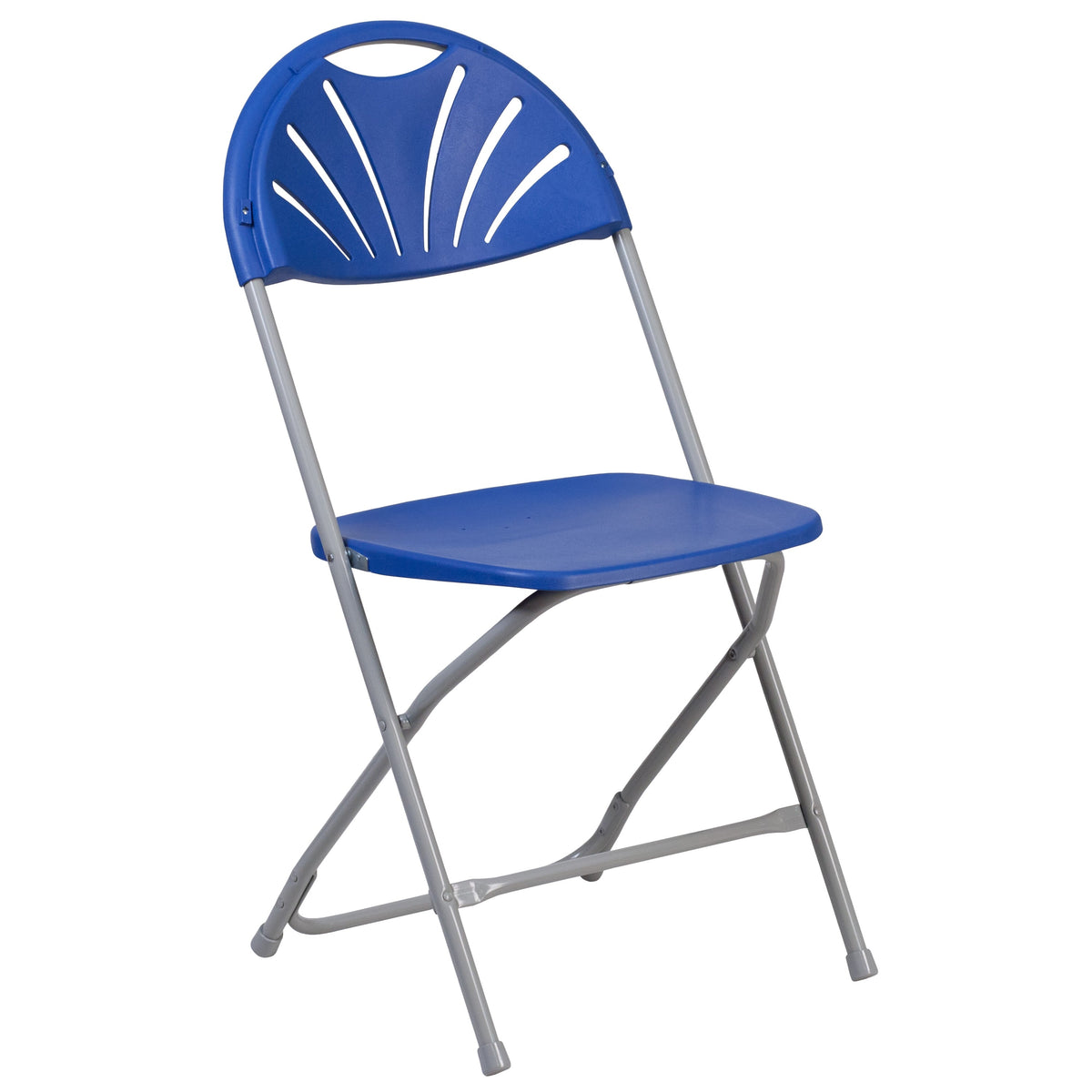 Blue |#| 650 lb. Capacity Blue Plastic Fan Back Folding Chair - Commercial & Event Chairs