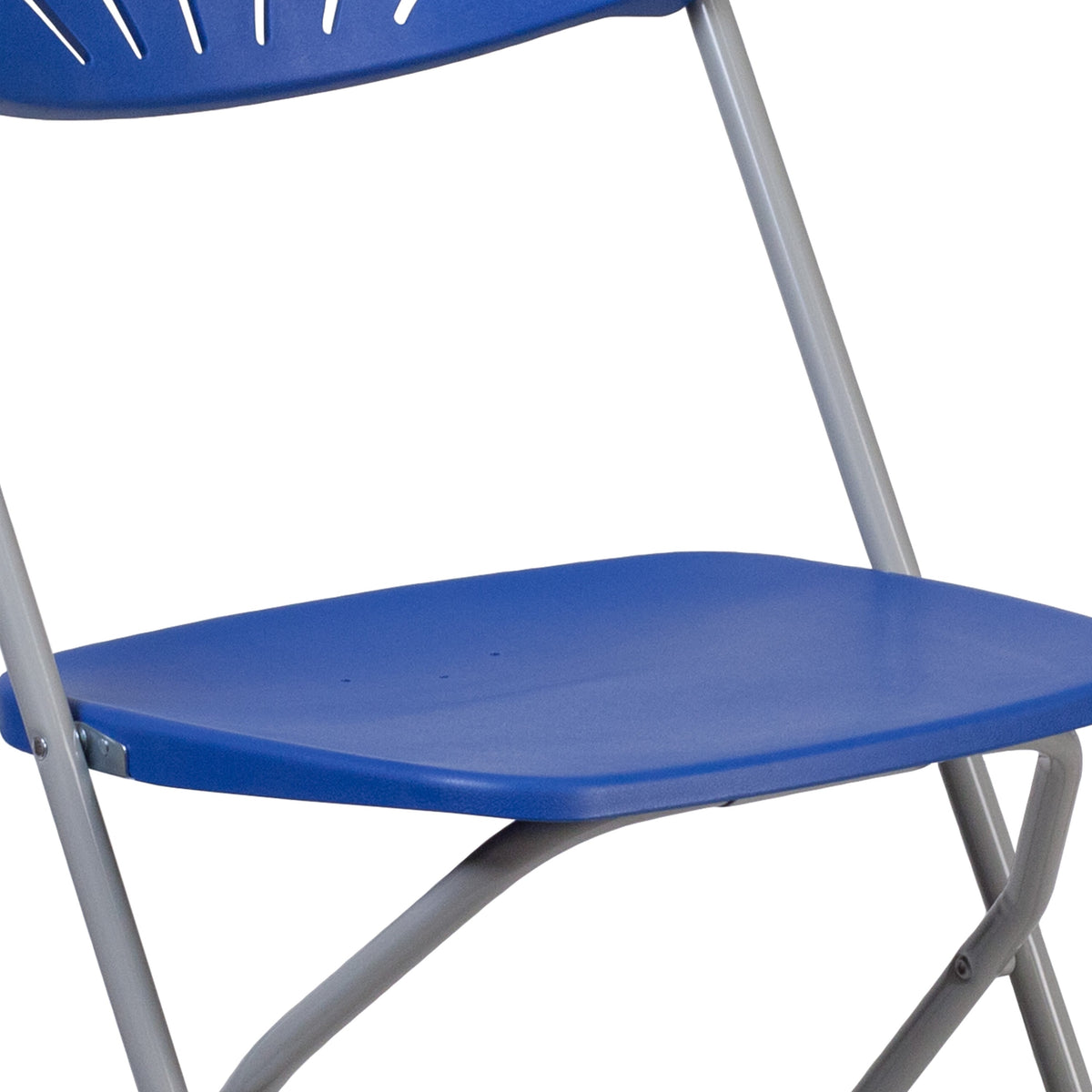 Blue |#| 650 lb. Capacity Blue Plastic Fan Back Folding Chair - Commercial & Event Chairs