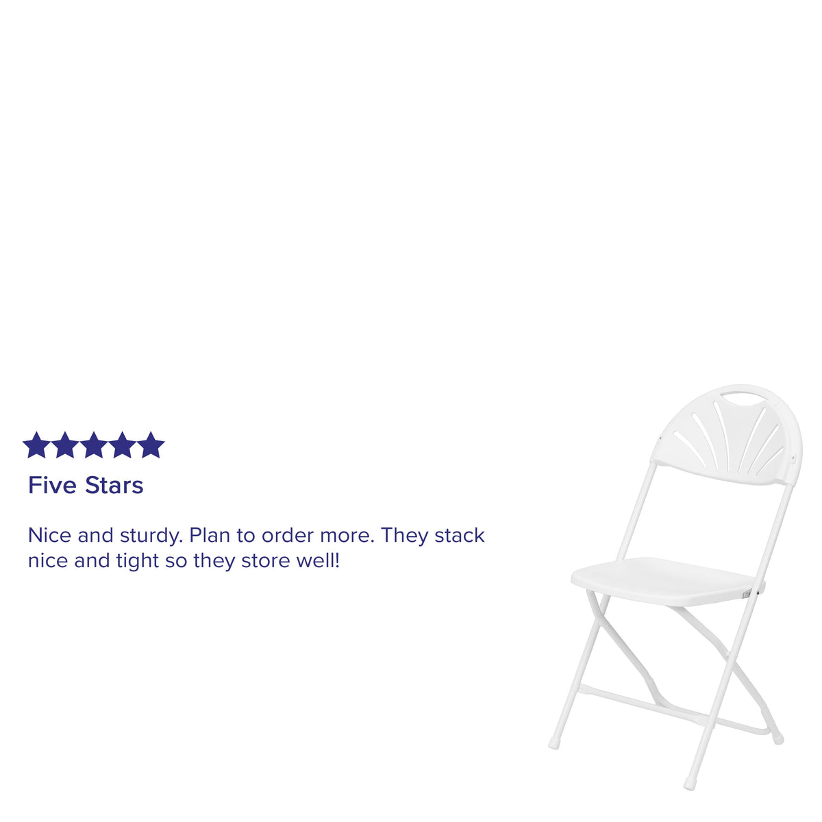 White |#| 650 lb. Capacity White Plastic Fan Back Folding Chair-Commercial & Event Chairs