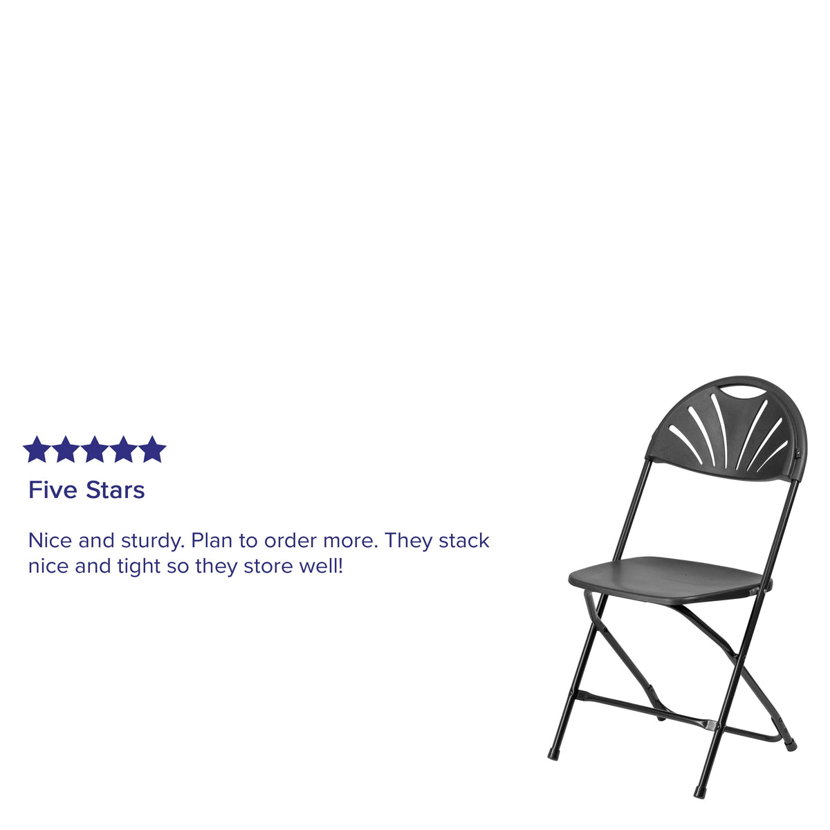 Black |#| 650 lb. Capacity Black Plastic Fan Back Folding Chair-Commercial & Event Chairs