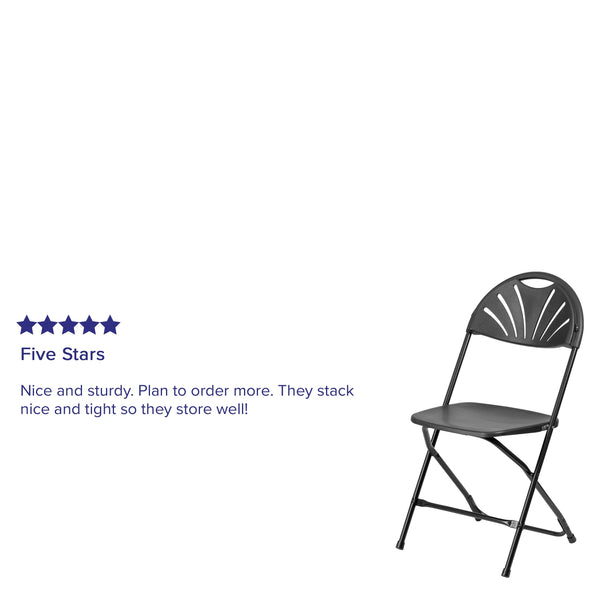 Black |#| 650 lb. Capacity Black Plastic Fan Back Folding Chair-Commercial & Event Chairs