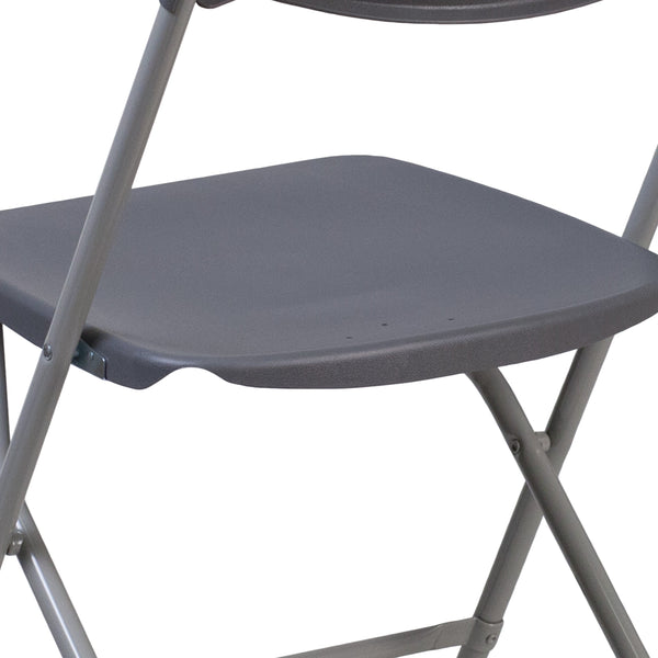 Charcoal |#| 650 lb. Rated Charcoal Plastic Fan Back Folding Chair - Commercial Chairs