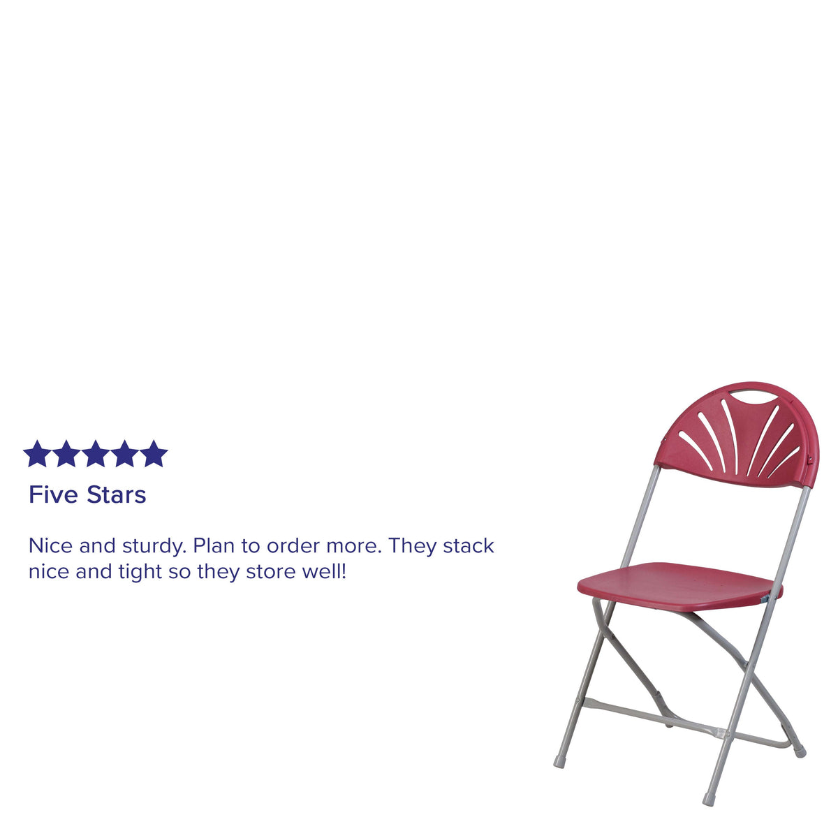 Burgundy |#| 650 lb. Capacity Burg Plastic Fan Back Folding Chair - Commercial & Event Chairs