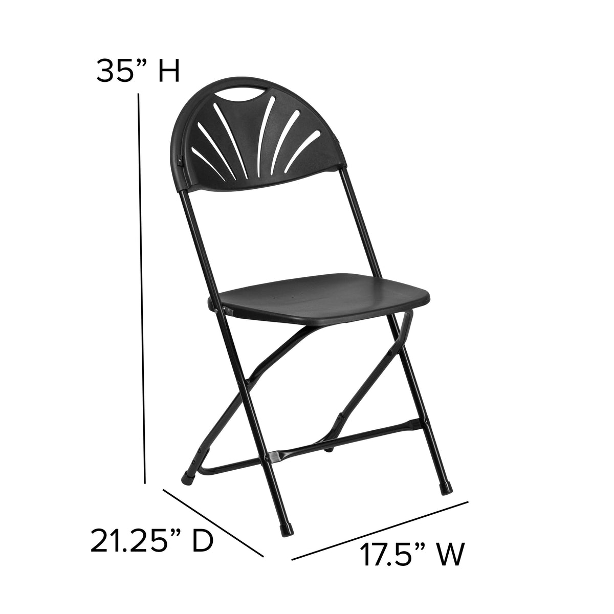 Black |#| 650 lb. Capacity Black Plastic Fan Back Folding Chair-Commercial & Event Chairs