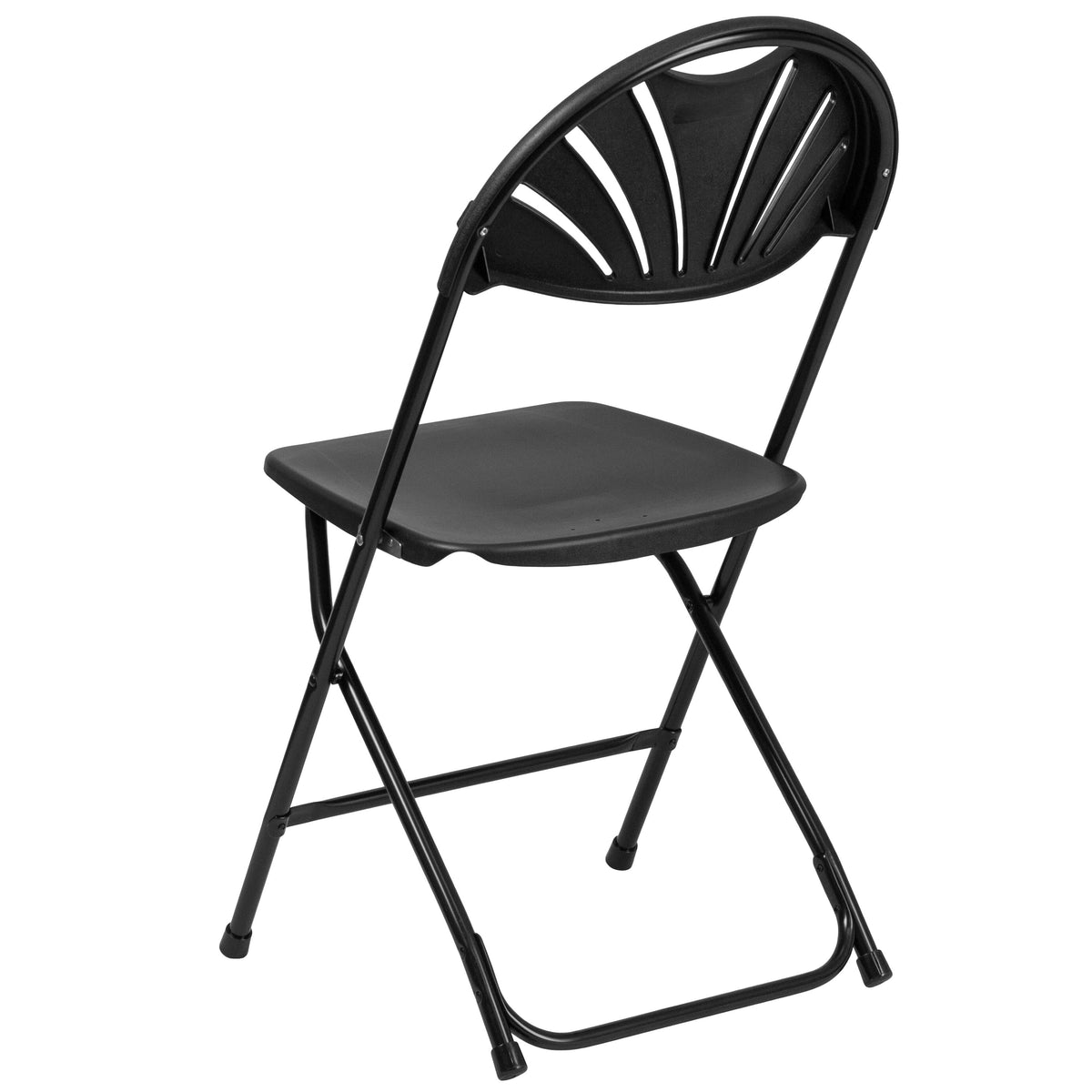 Black |#| 650 lb. Capacity Black Plastic Fan Back Folding Chair-Commercial & Event Chairs