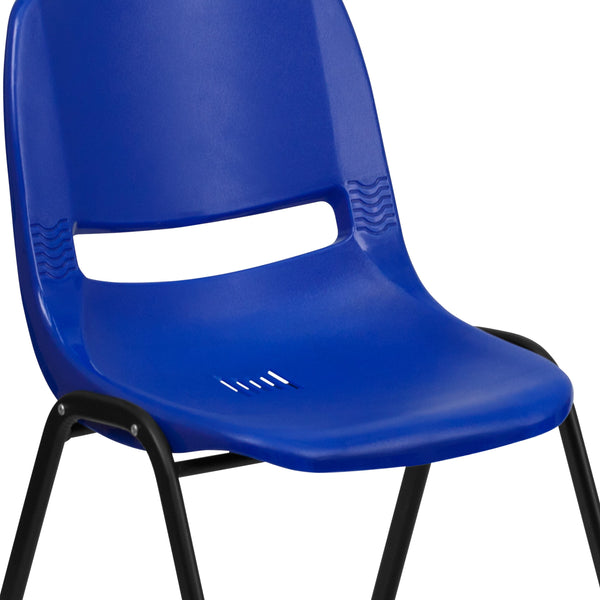 Navy Plastic/Black Frame |#| 661 lb. Capacity Navy Ergonomic Shell Stack Chair w/Black Frame-16inch Seat Height