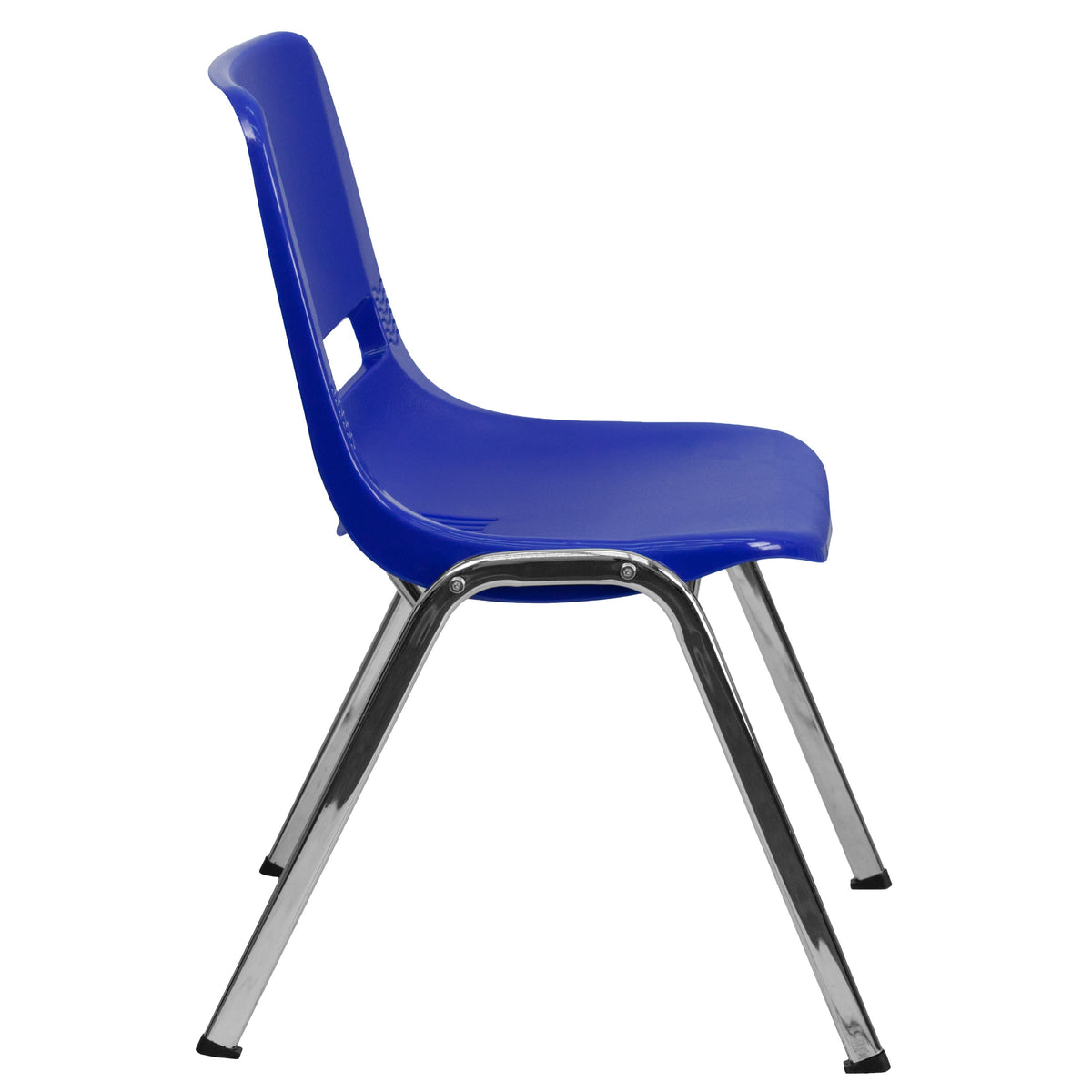 Navy Plastic/Chrome Frame |#| 661 lb. Capacity Navy Ergonomic Shell Stack Chair w/Chrome Frame-16inch Seat Height