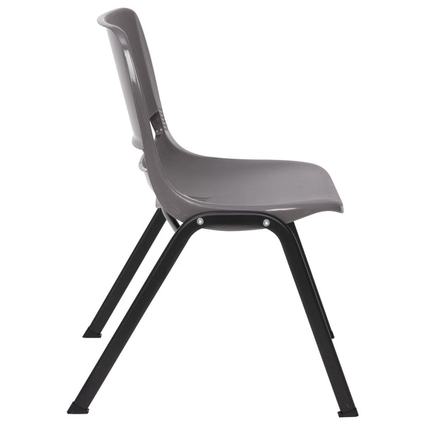 Gray Plastic/Black Frame |#| 661 lb. Capacity Gray Ergonomic Stack Chair w/ Black Frame-16inch Seat Height