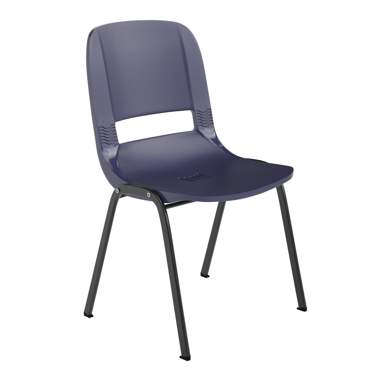 True Navy Plastic/Black Frame |#| 661 lb. Capacity Navy Ergonomic Stack Chair w/ Black Frame-16inch Seat Height