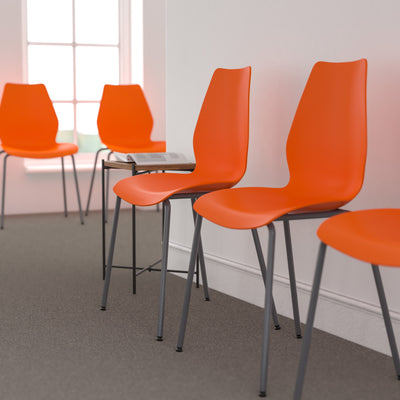 HERCULES Series 770 lb. Capacity Stack Chair with Lumbar Support and Silver Frame - View 2