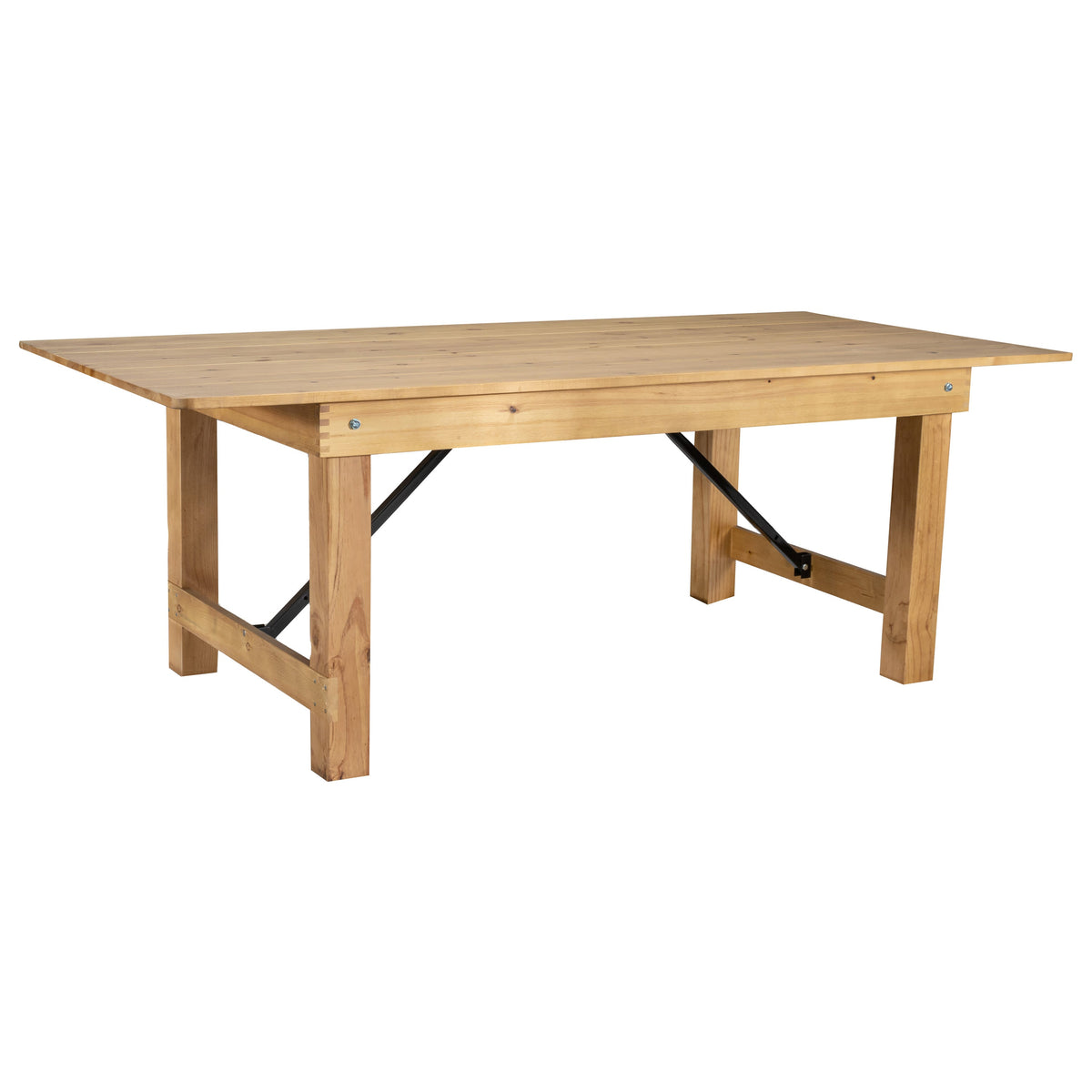 Light Natural |#| 7' x 40inch Rectangular Antique Rustic Solid Pine Folding Farm Table