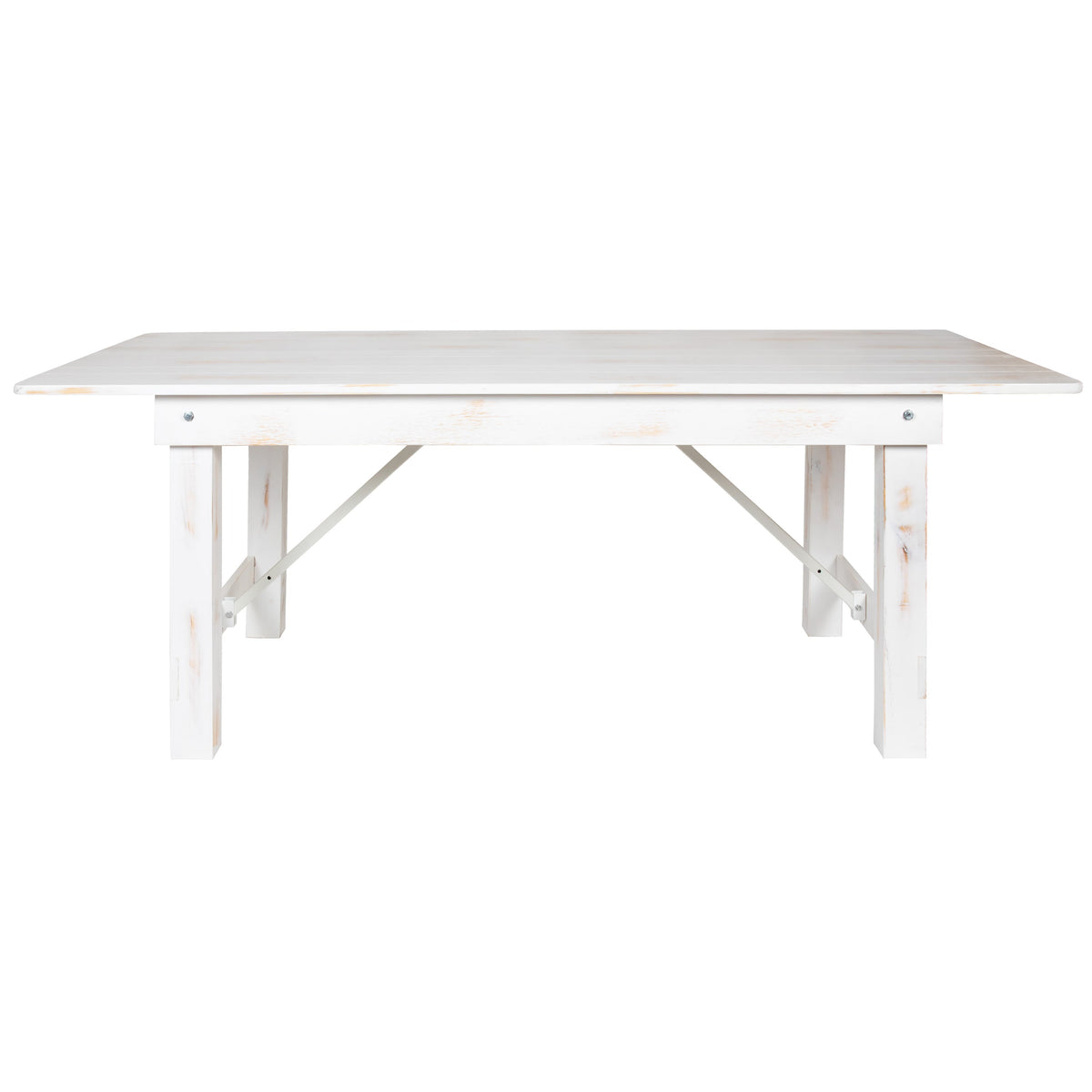 Antique Rustic White |#| 7' x 40inch Rectangular Antique Rustic White Solid Pine Folding Farm Table