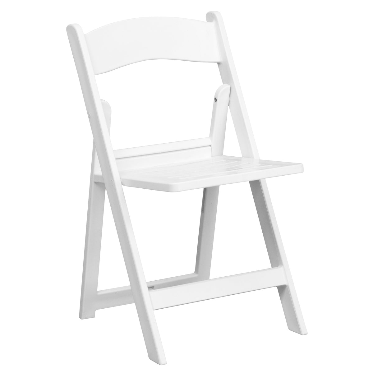 800 lb. Capacity White Resin Folding Chair with Slatted Seat