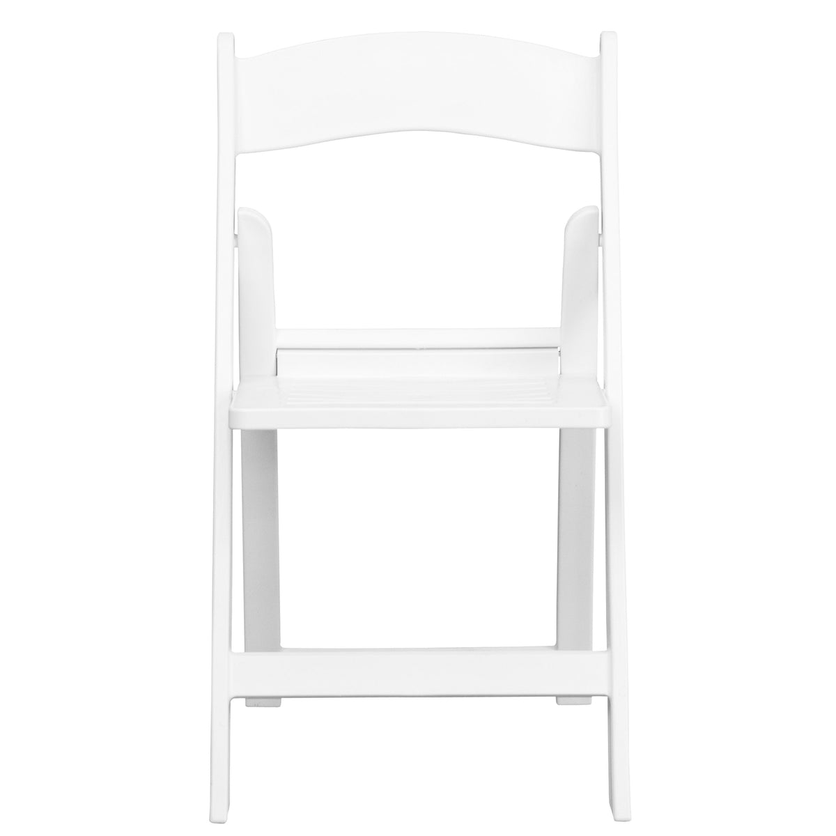 800 lb. Capacity White Resin Folding Chair with Slatted Seat